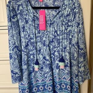 NWT Lilly Pulitzer Marilina Tunic- Shoreline Blue- S